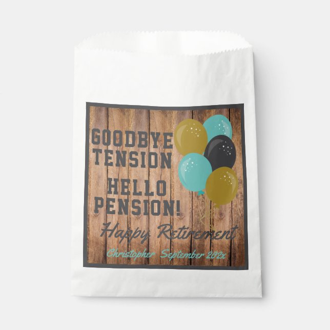 Rustic Retirement Quote And Balloons Favor Bag (Front)