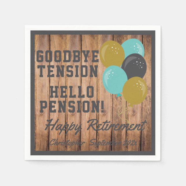 Rustic Retirement Quote And Balloons Napkins (Front)