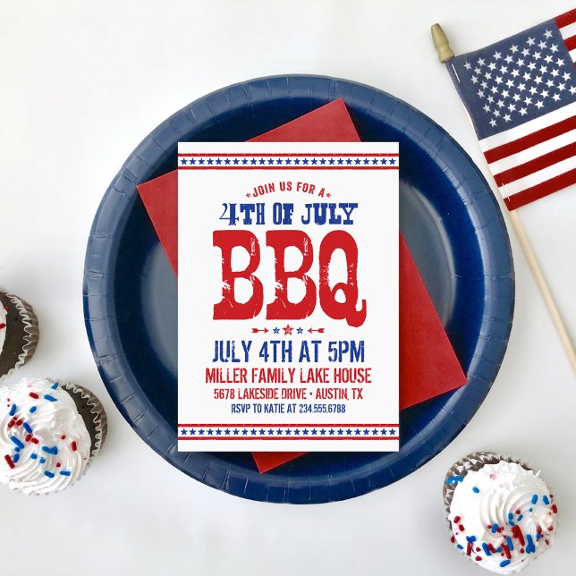 Rustic Retro 4th of July BBQ Invitation (Creator Uploaded)
