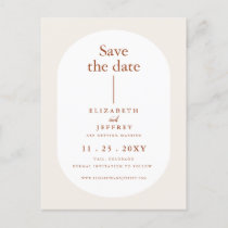 Rustic Retro Boho Rust Terracotta Save The Date Announcement Postcard