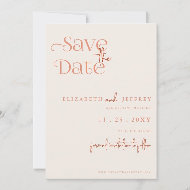 Rustic Retro Boho Terracotta Photo Save The Date Announcement (Front)