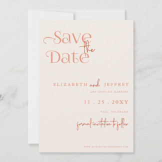 Rustic Retro Boho Terracotta Photo Save The Date Announcement