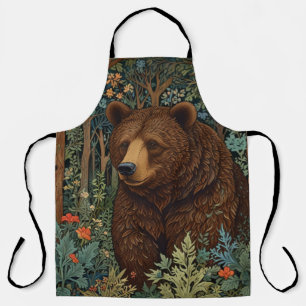 Rustic retro brown bear apron