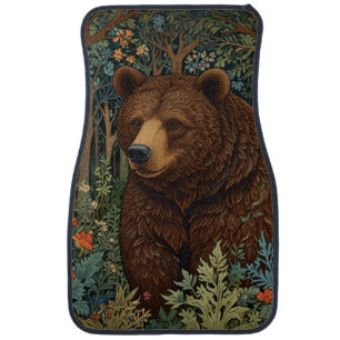 Rustic retro brown bear car floor mat