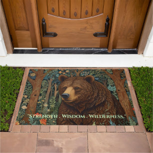 Rustic retro brown bear doormat