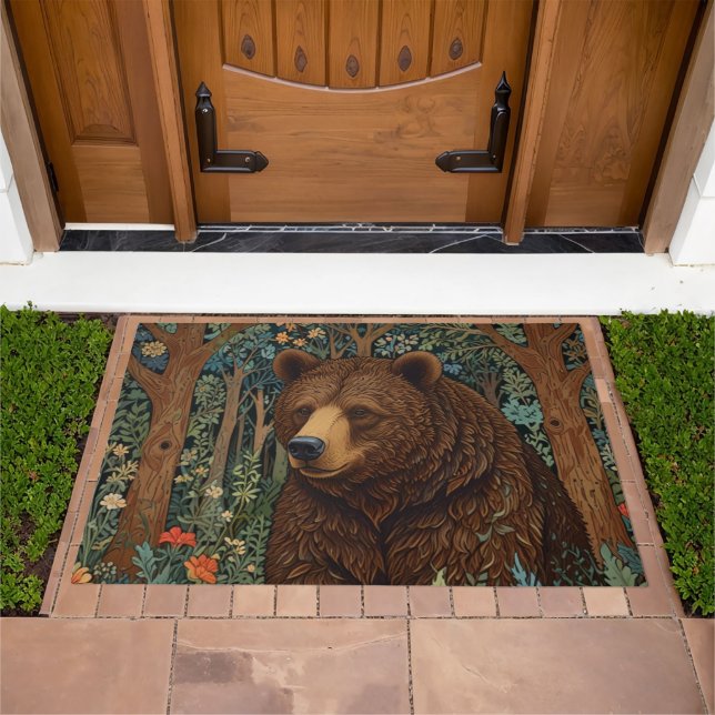 Rustic retro brown bear doormat (Outdoor)