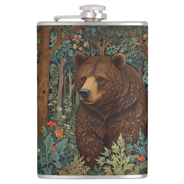 Rustic retro brown bear flask (Front)