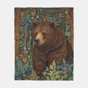 Rustic retro brown bear fleece blanket