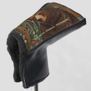 Rustic retro brown bear golf head cover