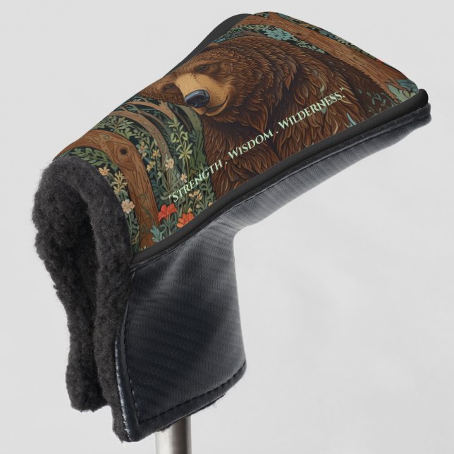 Rustic retro brown bear golf head cover (3/4 Front)