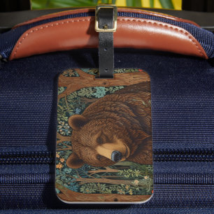 Rustic retro brown bear luggage tag