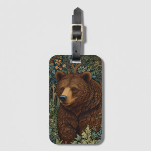 Rustic retro brown bear luggage tag
