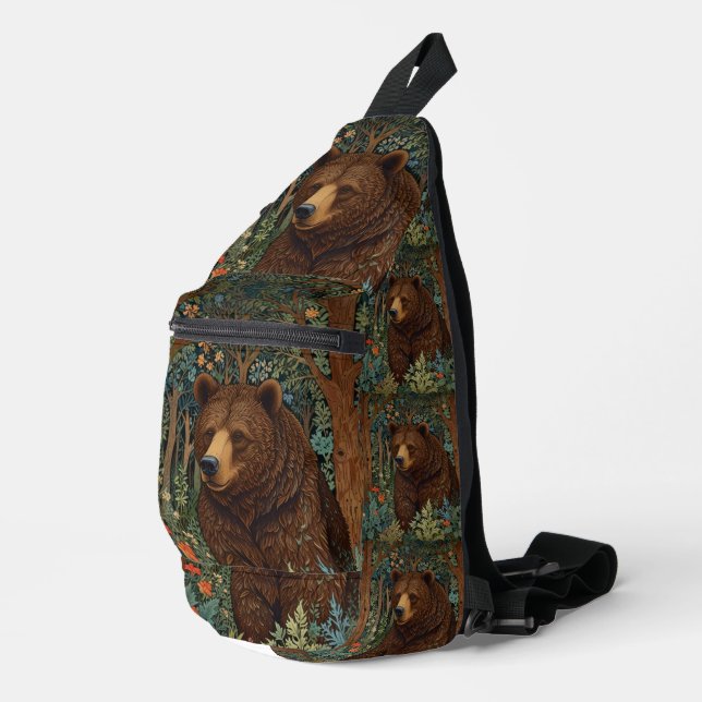 Rustic retro brown bear sling bag (Right Corner)