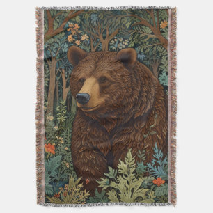 Rustic retro brown bear throw blanket