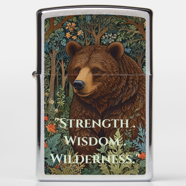 Rustic retro brown bear zippo lighter (Front)