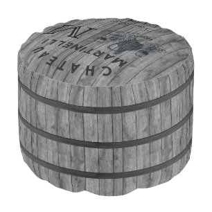 Rustic  Retro Chateau Wine Barrel Monogram  Pouf