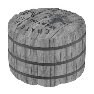 Rustic  Retro Chateau Wine Barrel Monogram  Pouf