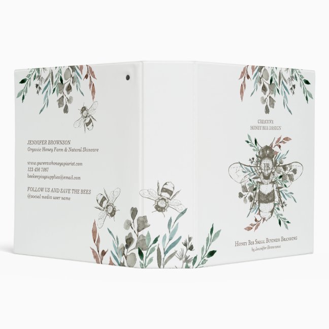 Rustic Retro Creative Honey Bee Apiary 3 Ring Binder