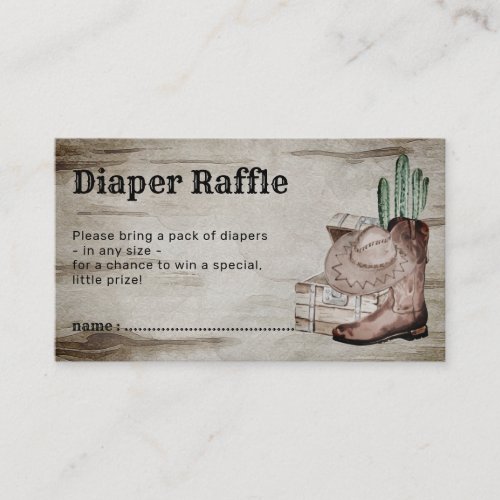 Rustic Retro Diaper Raffle Baby Cowboy Enclosure Card