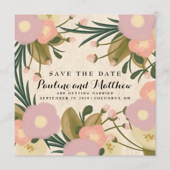 Rustic Retro Floral Canvas Photo Save The Date by Jujulili at Zazzle