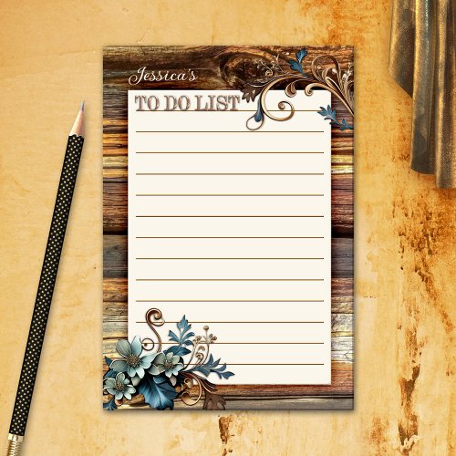 Rustic Retro Floral Lined To Do List Post_it Notes