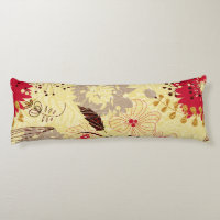 Rustic Retro Floral Pattern Beige And Red