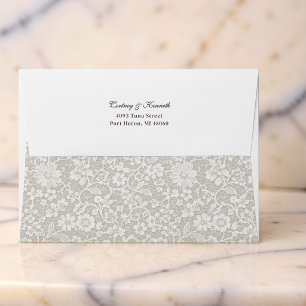 Rustic Retro Ivory Lace Romantic Wedding  Envelope