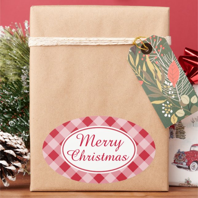 Rustic Retro Merry Christmas Gift Stickers (Holiday)