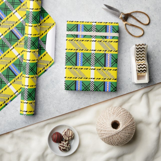 Rustic Retro Painted Plaid Pattern Gift Wrapping Paper (Crafts)