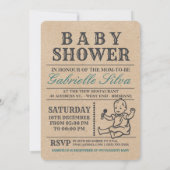 Rustic Retro Style Stork Baby Shower Invitation (Back)