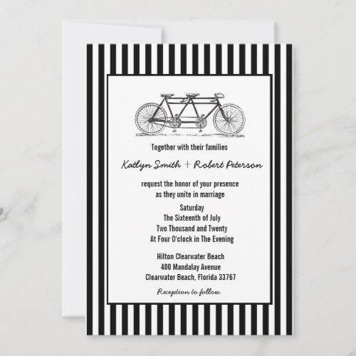 Rustic Retro Tandem Bicycle Wedding Invitation