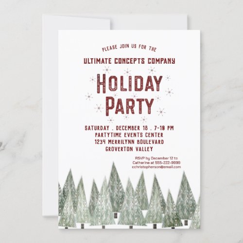 Rustic Retro Trees Company Holiday Party Invitation
