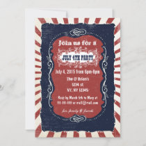 Rustic Retro Vintage 4th of july party invitations