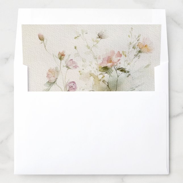 Rustic Retro Watercolor Wildflowers Envelope Liner (In Envelope)