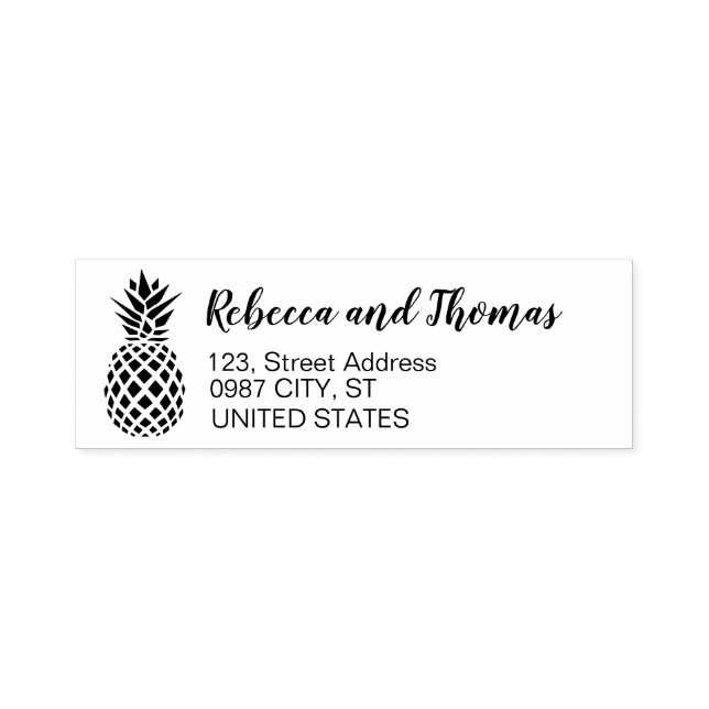 Rustic return address self-inking pineapple stamp (Design)
