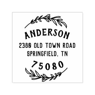 Rustic Return Address Self Inking Stamp Hand Drawn
