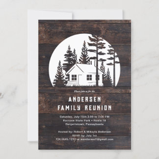Rustic Reunion Rustic Wood Cabin Invitation