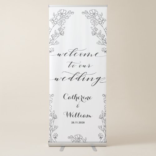 Rustic Reverie Calligraphy Welcome To Our Wedding Retractable Banner