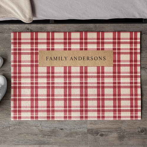 Rustic Reverie  Embracing the Farmhouse Red Plaid Doormat