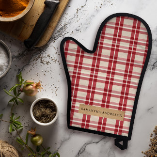 Rustic Reverie | Embracing the Farmhouse Red Plaid Oven Mitt & Pot Holder Set
