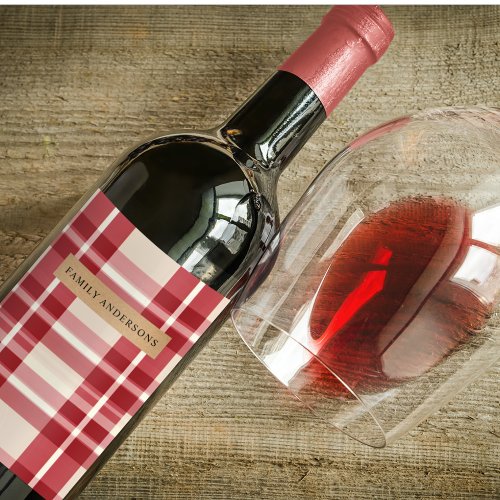 Rustic Reverie  Embracing the Farmhouse Red Plaid Wine Label