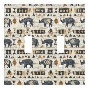 Rustic Rhino Tribal Pattern (1) Light Switch Cover