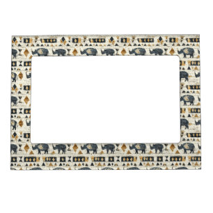 Rustic Rhino Tribal Pattern (1) Magnetic Frame