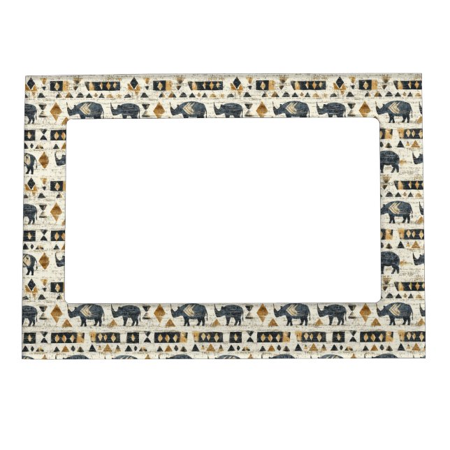 Rustic Rhino Tribal Pattern (1) Magnetic Frame (Front)