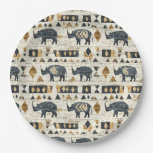 Rustic Rhino Tribal Pattern (1) Paper Plates