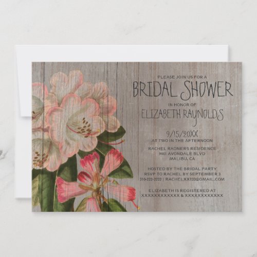 Rustic Rhododendron Bridal Shower Invitations