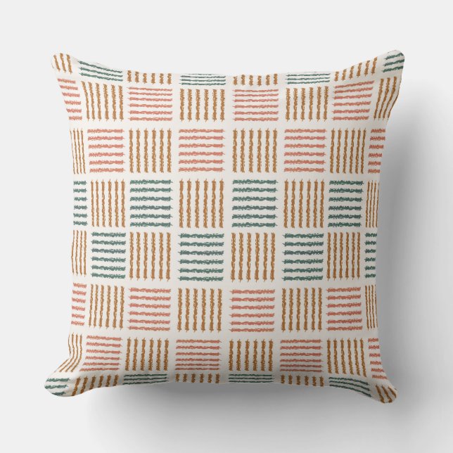 Rustic Rhythm Plaid – Modern Boho  Throw Pillow (Front)