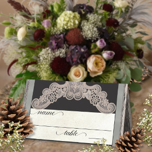 Rustic Ribbon & Lace - Sage Place Card
