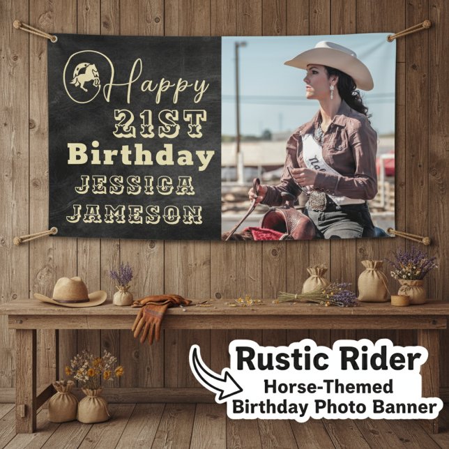 "Rustic Rider" Horse-Themed Birthday Photo Banner ("Rustic Rider" Horse-Themed Birthday Photo Banner)