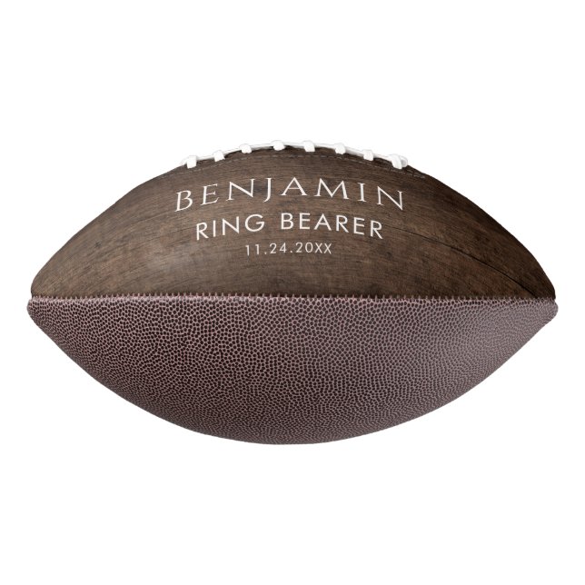 Rustic Ring Bearer Groomsman Keepsake Personalized Football (Rotated 270)